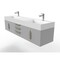 Castello Usa Amazon 72" Wall Mounted Gray Vanity With White Top And Gold Handles CB-MC-72G-GLD-2056-WH - alternate 7